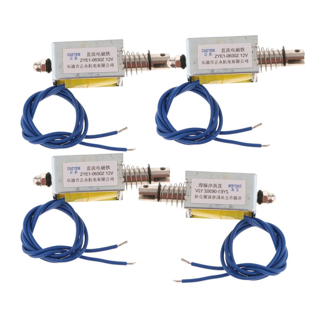 4x Linear Mini Push Pull Solenoid Electromagnet Reset DC12V