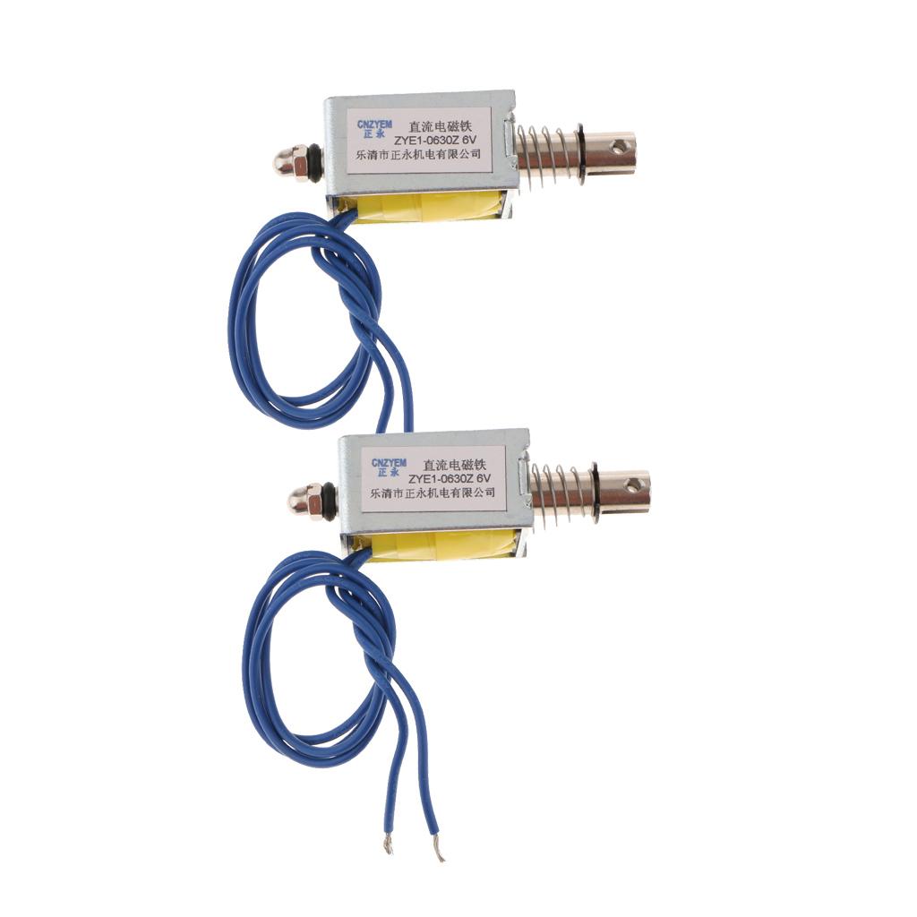 2x Linear Mini Push Pull Solenoid Electromagnet Reset DC6V