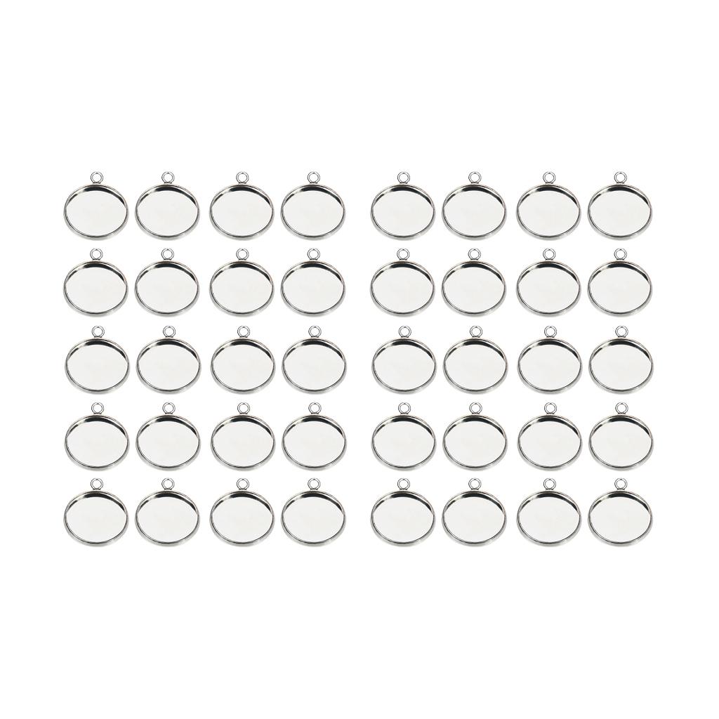 40Packs 12/10mm Round Pendant Blank Cabochon Base Settings Trays DIY Jewelry