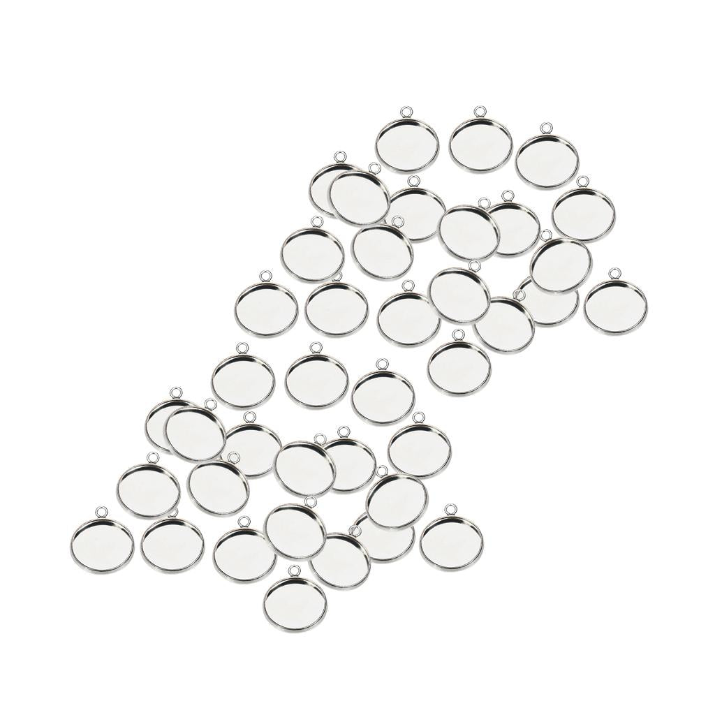 40Packs 12/10mm Round Pendant Blank Cabochon Base Settings Trays DIY Jewelry