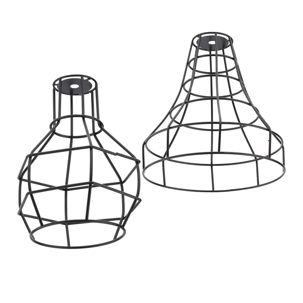 2x Iron Wire Cage Hanging Lamp Shade Pendant Light Chandelier Shades
