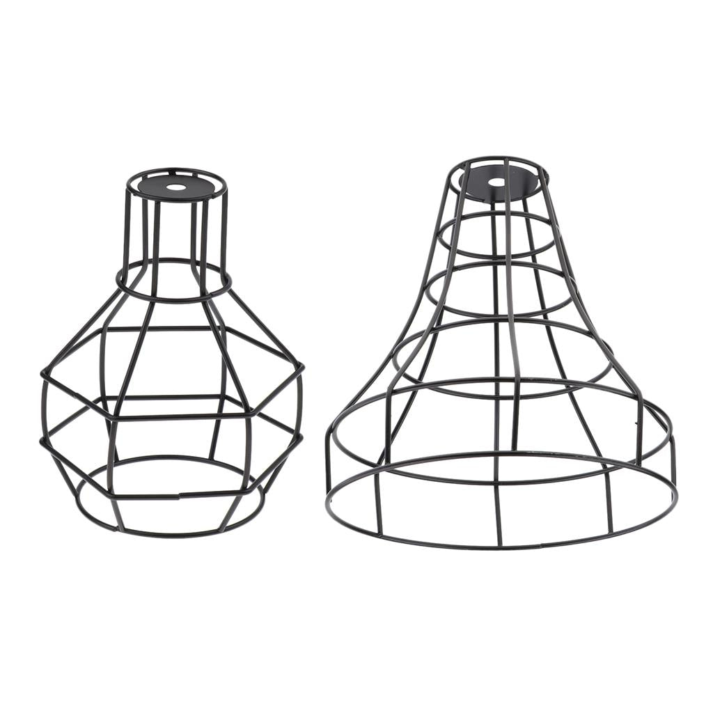 2x Iron Wire Cage Hanging Lamp Shade Pendant Light Chandelier Shades
