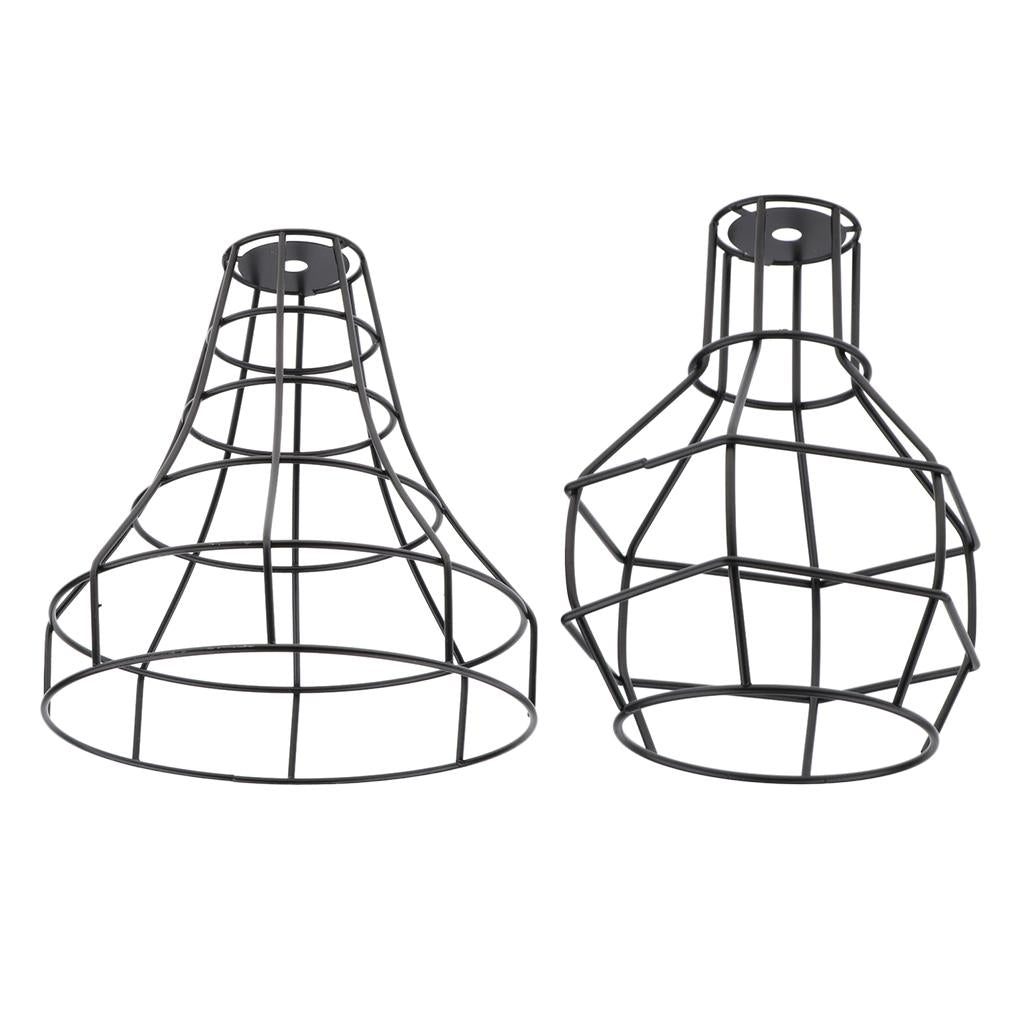 2x Iron Wire Cage Hanging Lamp Shade Pendant Light Chandelier Shades