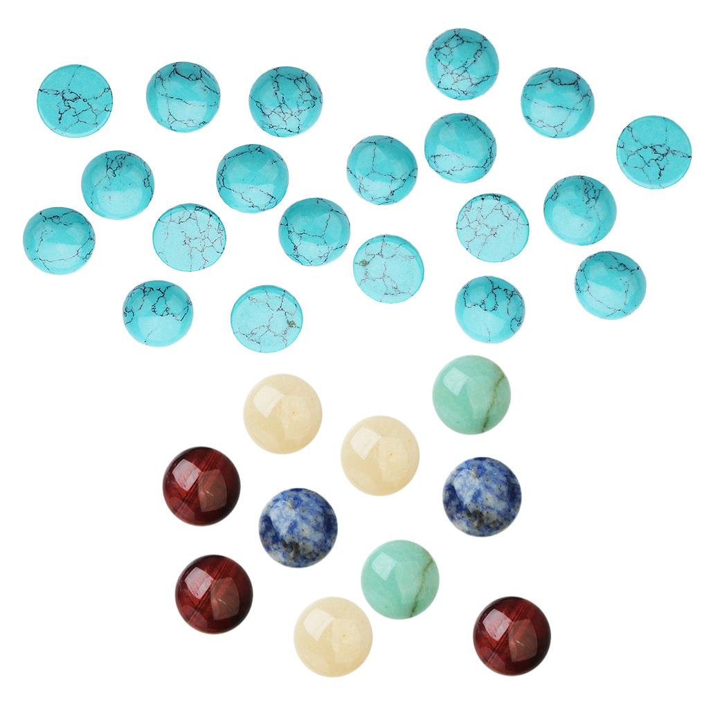 30Pieces Jewelry Making 8/6mm Half Round Gemstone Cabochon Stone DIY Charms