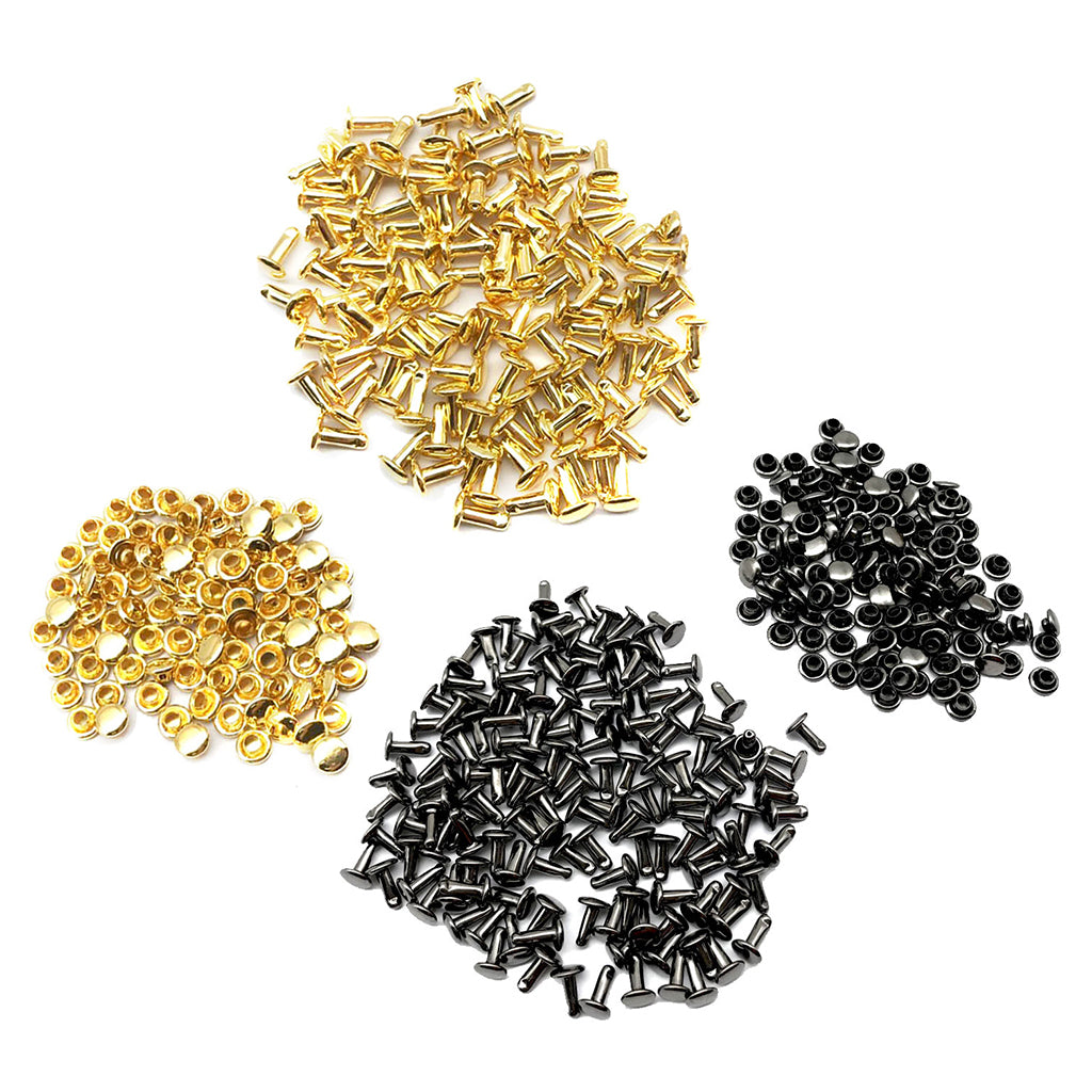200 Sets Double Caps Studs Rivets for Bags Shoes Leather 6x8mm