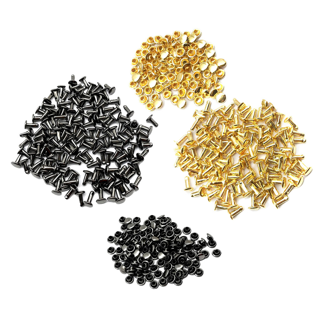 200 Sets Double Caps Studs Rivets for Bags Shoes Leather 6x8mm