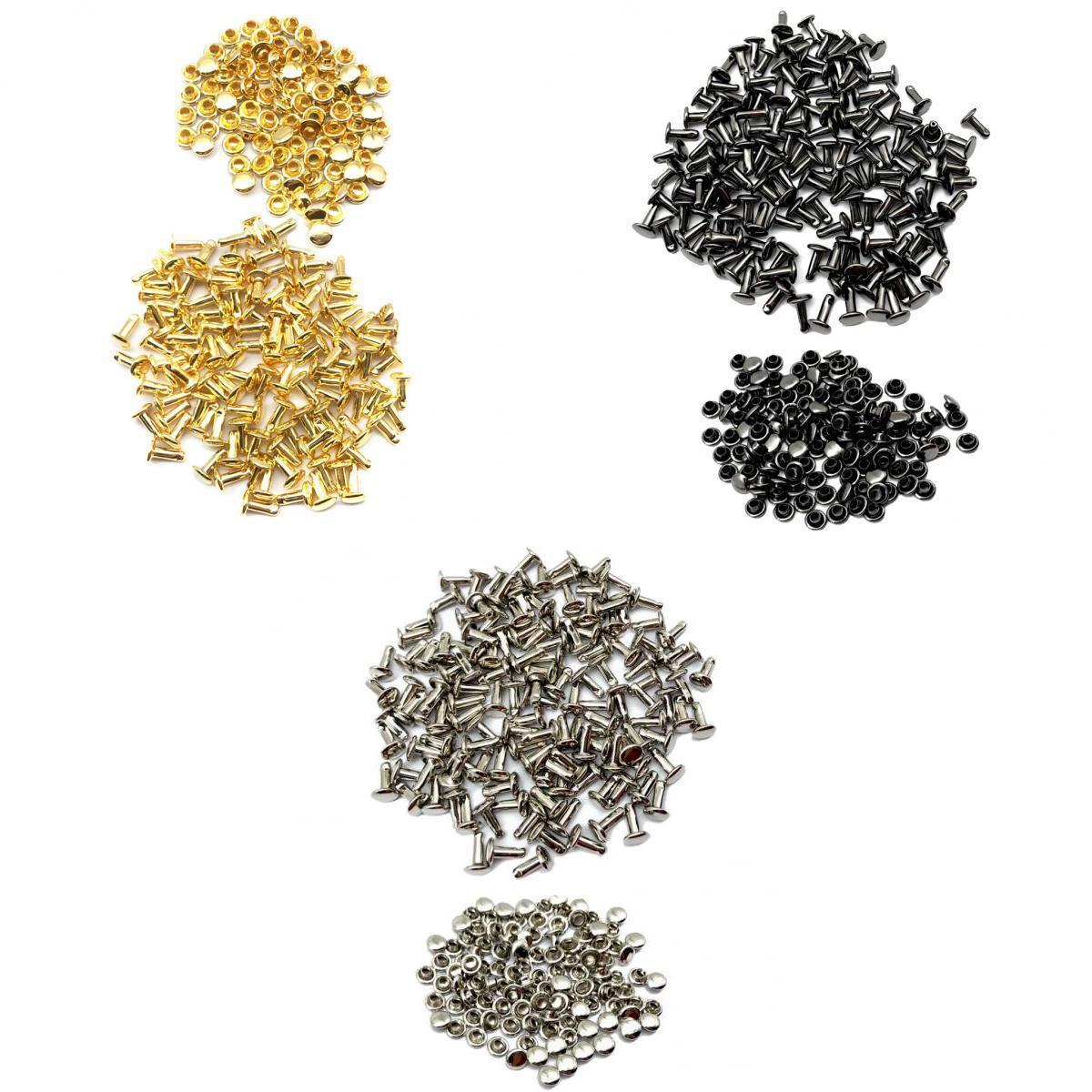 300 Sets Double Caps Studs Rivets for Bags Shoes Leather 6x8mm