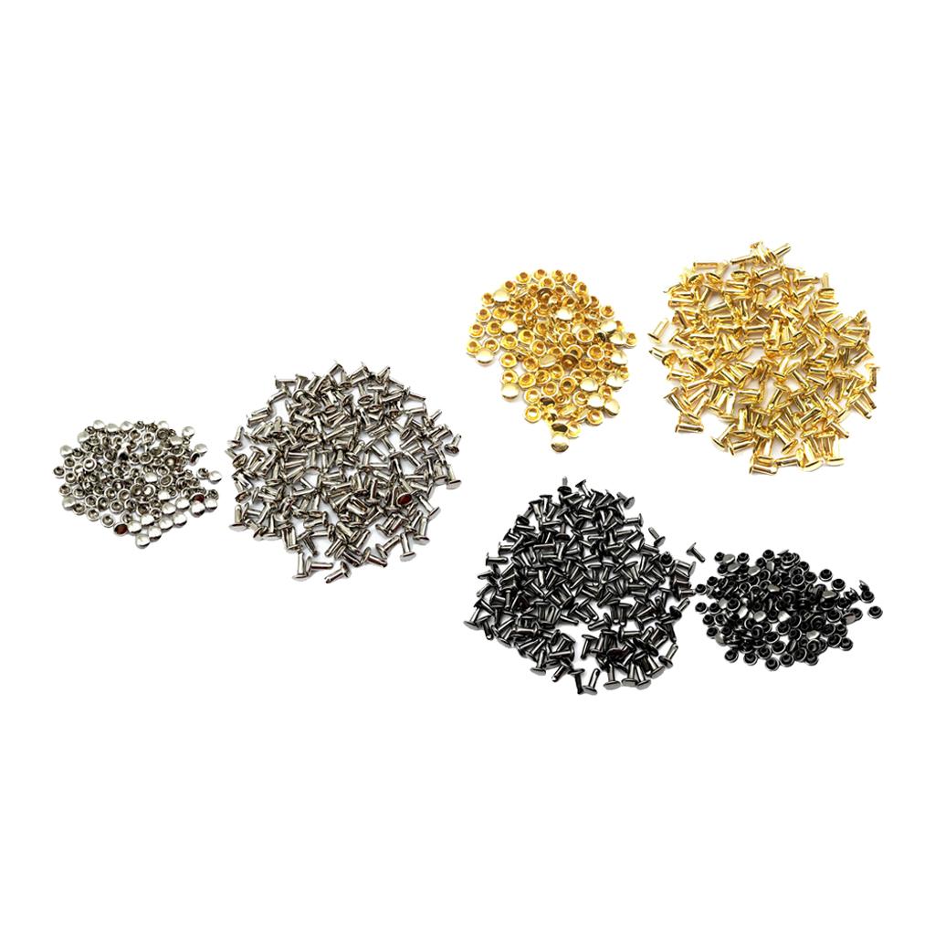 300 Sets Double Caps Studs Rivets for Bags Shoes Leather 6x8mm