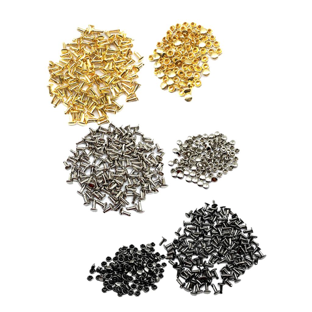 300 Sets Double Caps Studs Rivets for Bags Shoes Leather 6x8mm
