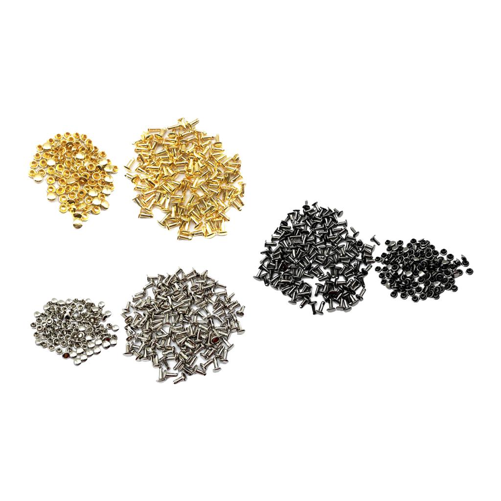 300 Sets Double Caps Studs Rivets for Bags Shoes Leather 6x8mm