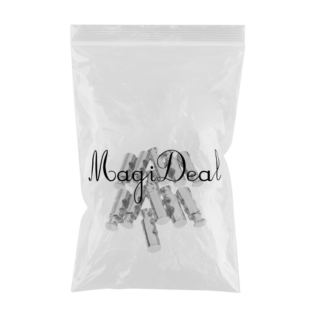 12Pcs Metal Barrel String Cord Locks 2 Hole Toggle Spring Clasp Stop End