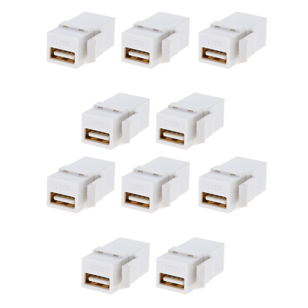 10 Pack USB 2.0 A Female to Female Panel Mount Insert Adapters Connectors