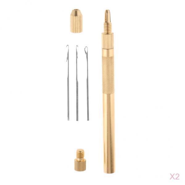 2 Aluminum Crochet Hook Needles Kit for Beads Ring Dreadlock Lace Wig Making