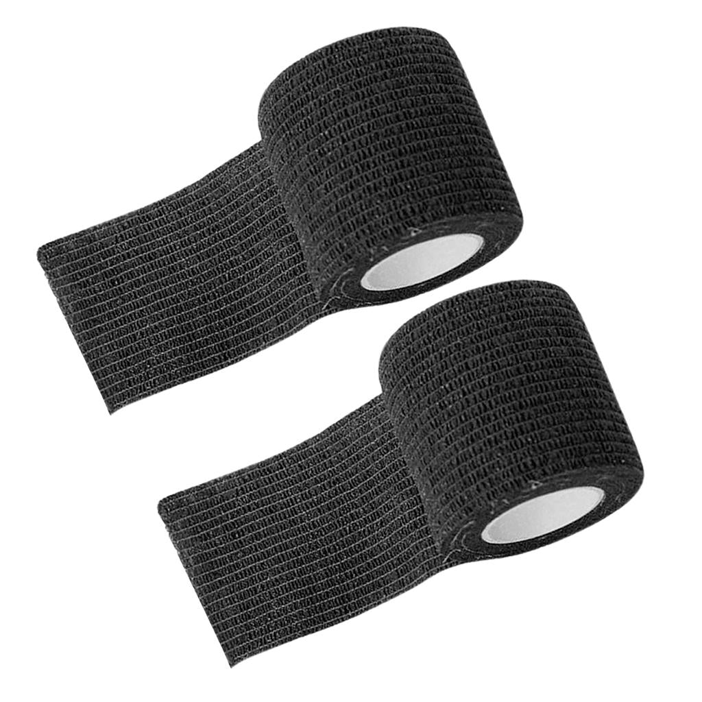 2 Self-adhesive Elastic Bandage for Handle Grip Tube Tattoo Accessory Black