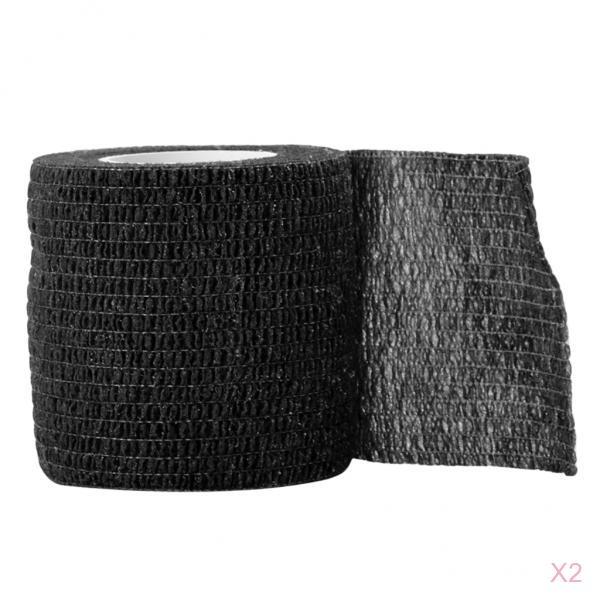 2 Self-adhesive Elastic Bandage for Handle Grip Tube Tattoo Accessory Black