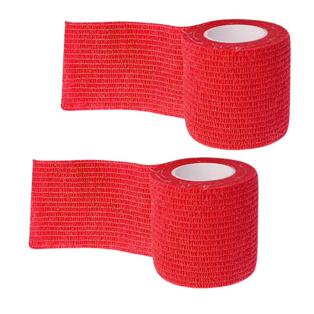 2 Self-adhesive Elastic Bandage for Handle Grip Tube Tattoo Accessory Red