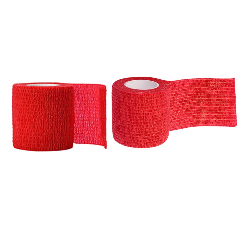 2 Self-adhesive Elastic Bandage for Handle Grip Tube Tattoo Accessory Red
