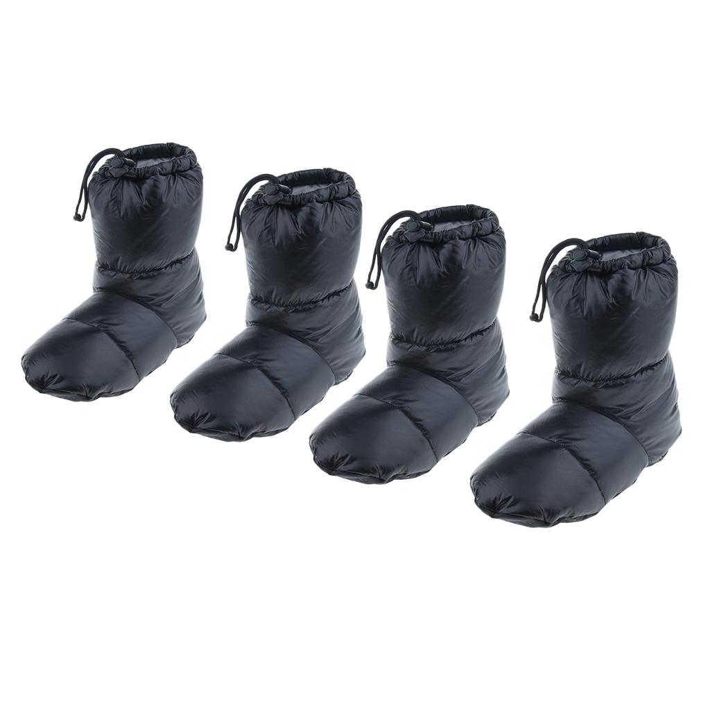 2 Pairs White Goose Down Slippers Winter Warm Booties Black XL