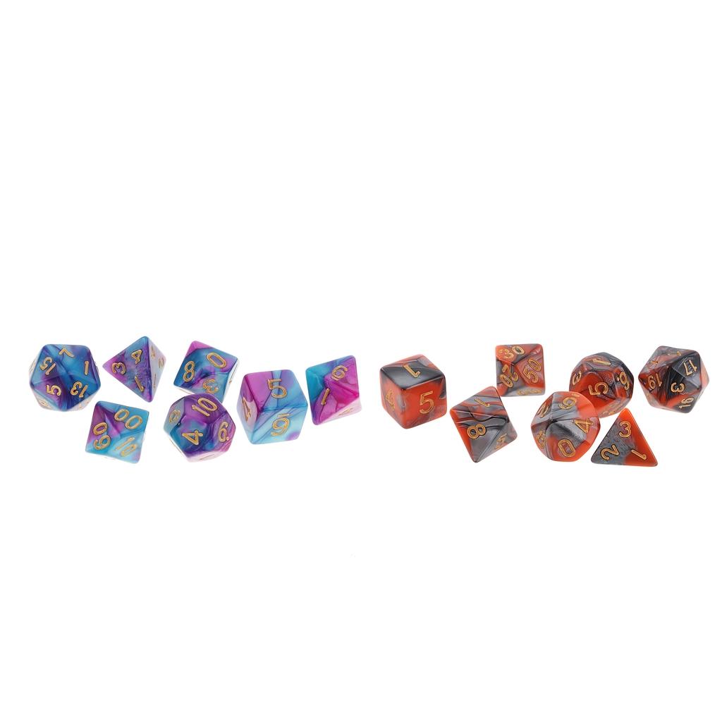 2 Pack 7 Die Polyhedral Dice Set for Dungeons and Dragons DND RPG Board Game