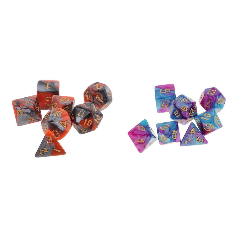 2 Pack 7 Die Polyhedral Dice Set for Dungeons and Dragons DND RPG Board Game