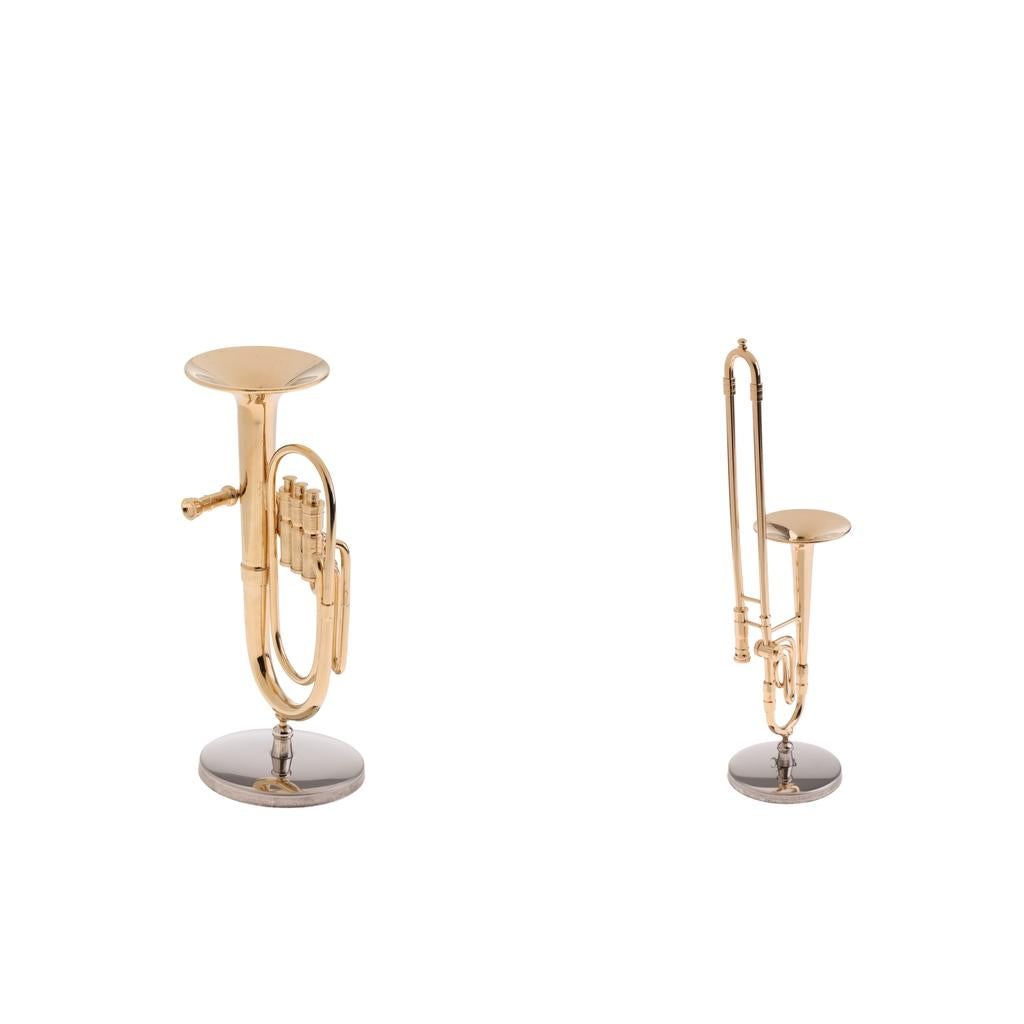 1/6 Copper Tuba + Trombone Miniature Musical Instruments for Action Figures