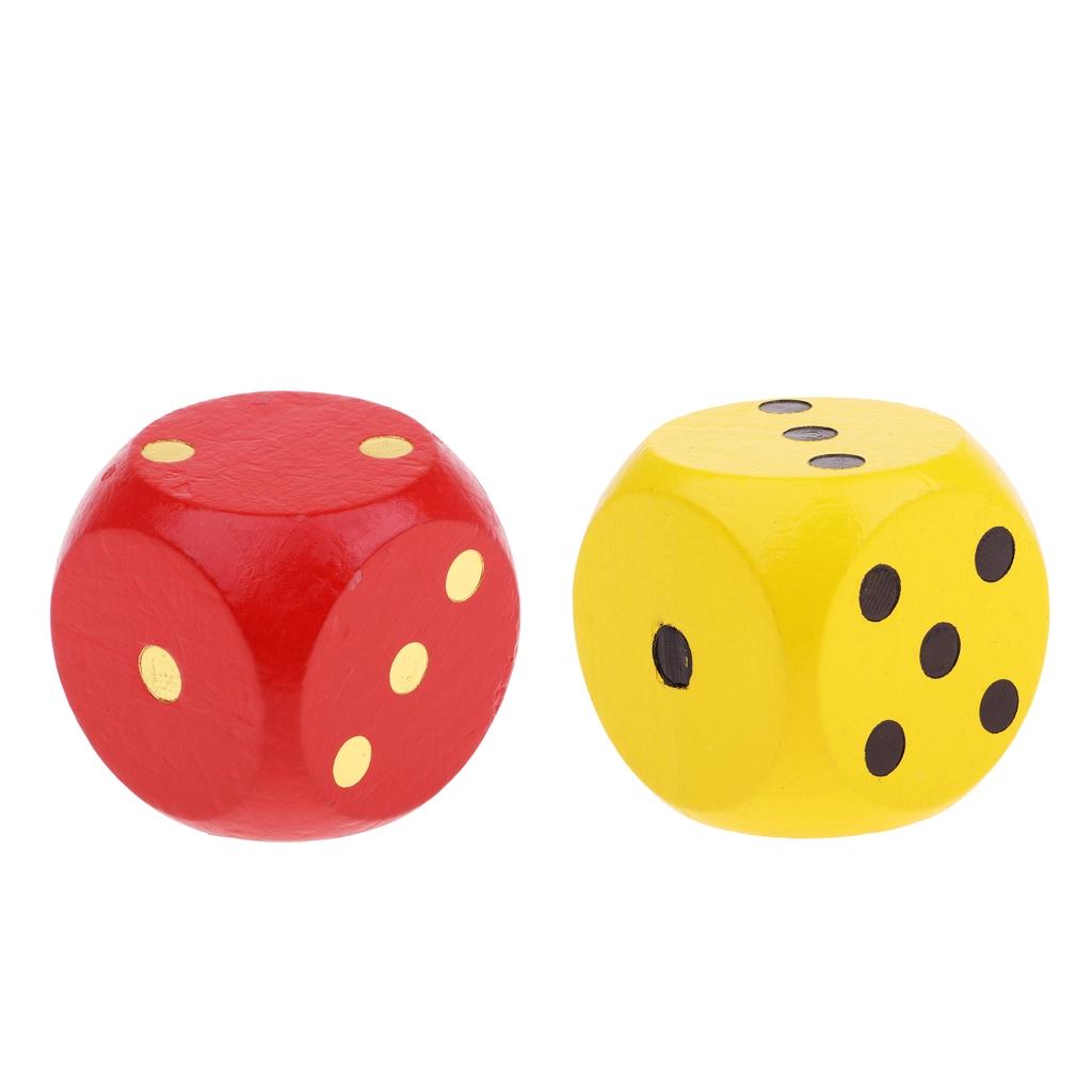 2pcs Extra Large Wooden Dice with Rounded Corner D6 Six Sided Dice 5cm
