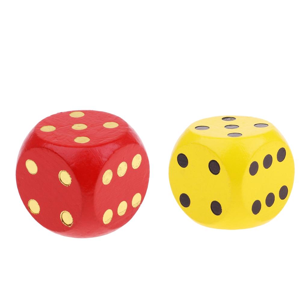 2pcs Extra Large Wooden Dice with Rounded Corner D6 Six Sided Dice 5cm