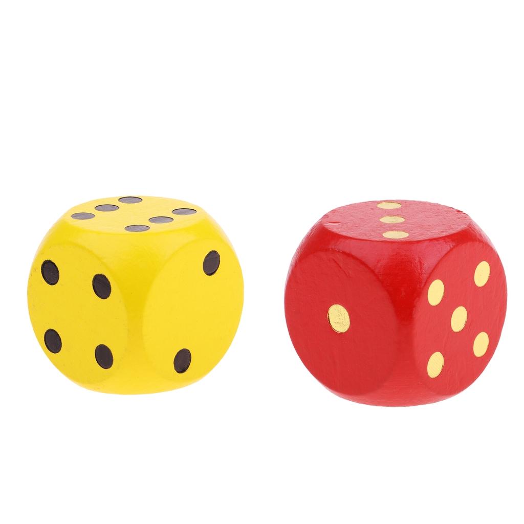 2pcs Extra Large Wooden Dice with Rounded Corner D6 Six Sided Dice 5cm