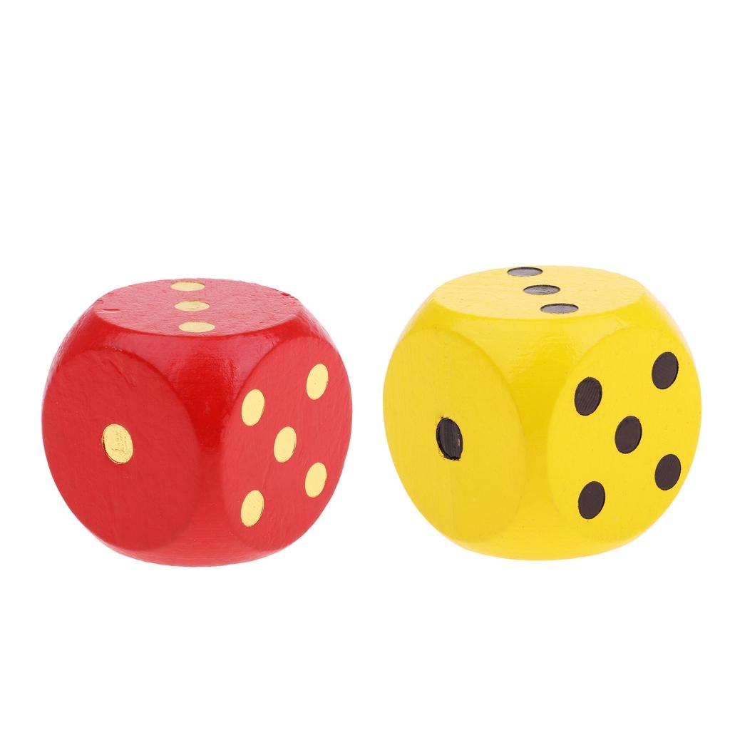 2pcs Extra Large Wooden Dice with Rounded Corner D6 Six Sided Dice 5cm