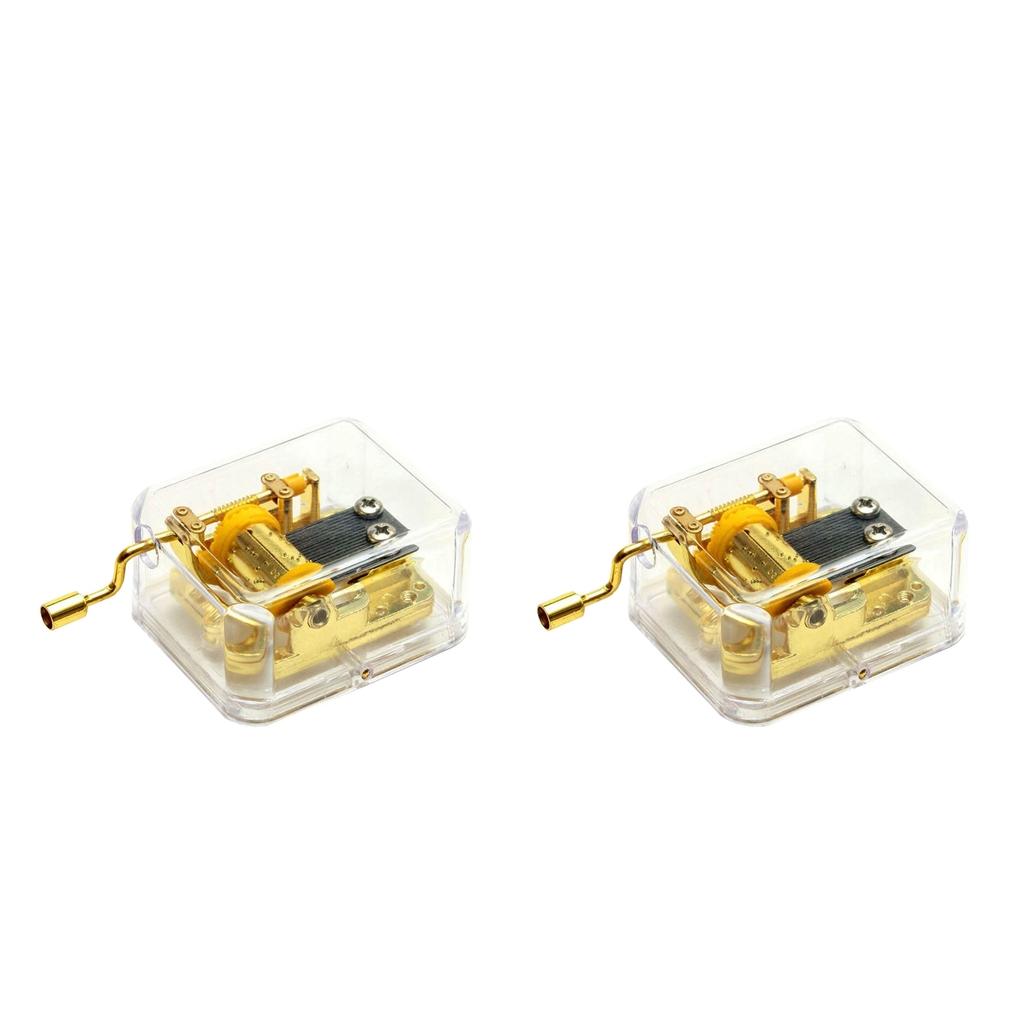 2x Hand Crank Music Box Movement Play Over The Rainbow + Amazing Grace