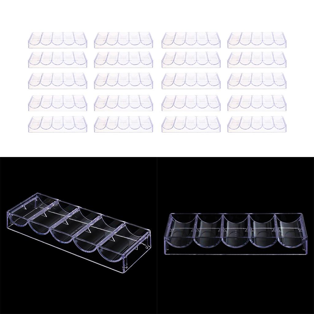 20Pcs Poker Chips Tray Storage Case 100 Chips for Party Home Casino Game