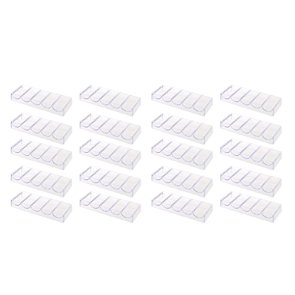 20Pcs Poker Chips Tray Storage Case 100 Chips for Party Home Casino Game