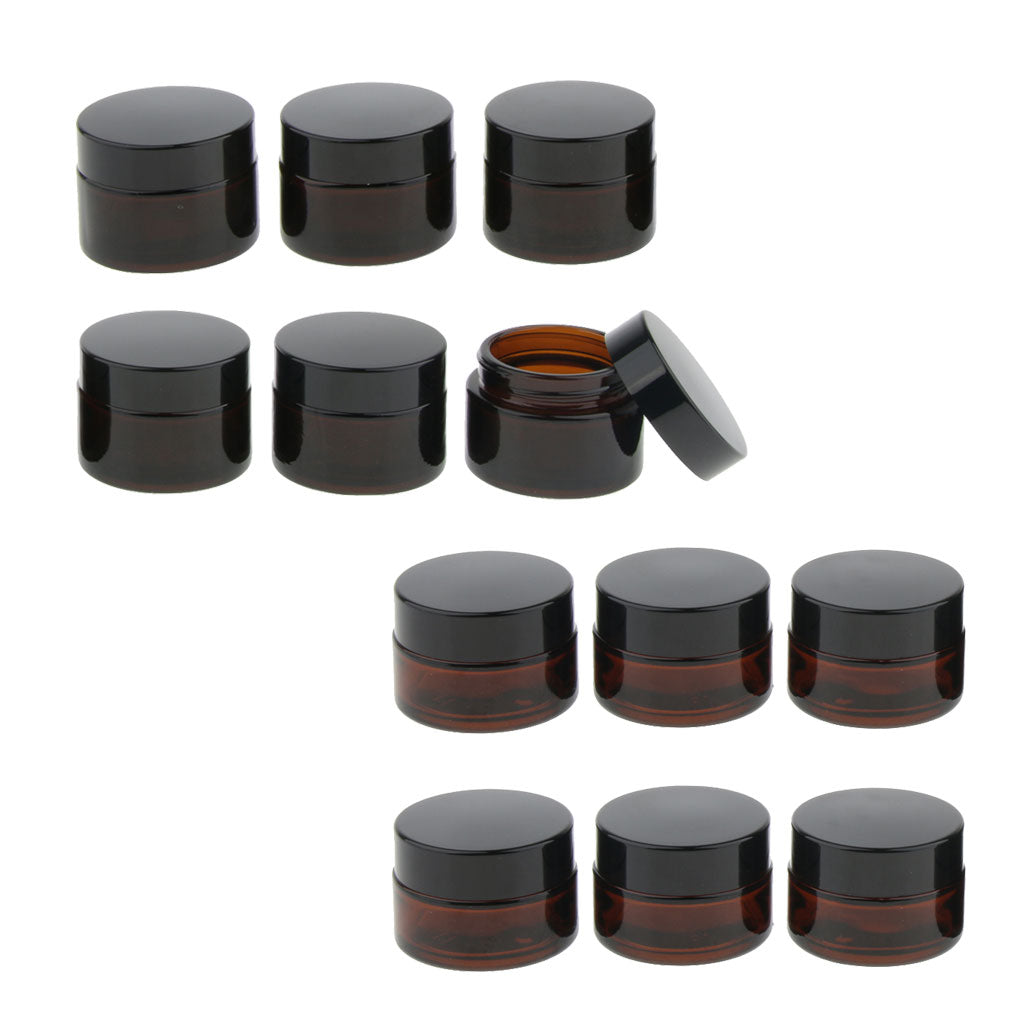 12X Refillable Cosmetic Container Round Glass Jar Vial for Face Cream Lotion