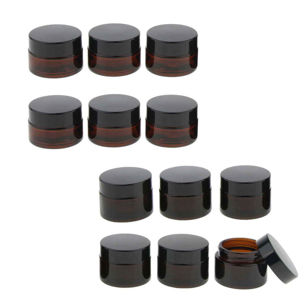 12X Refillable Cosmetic Container Round Glass Jar Vial for Face Cream Lotion