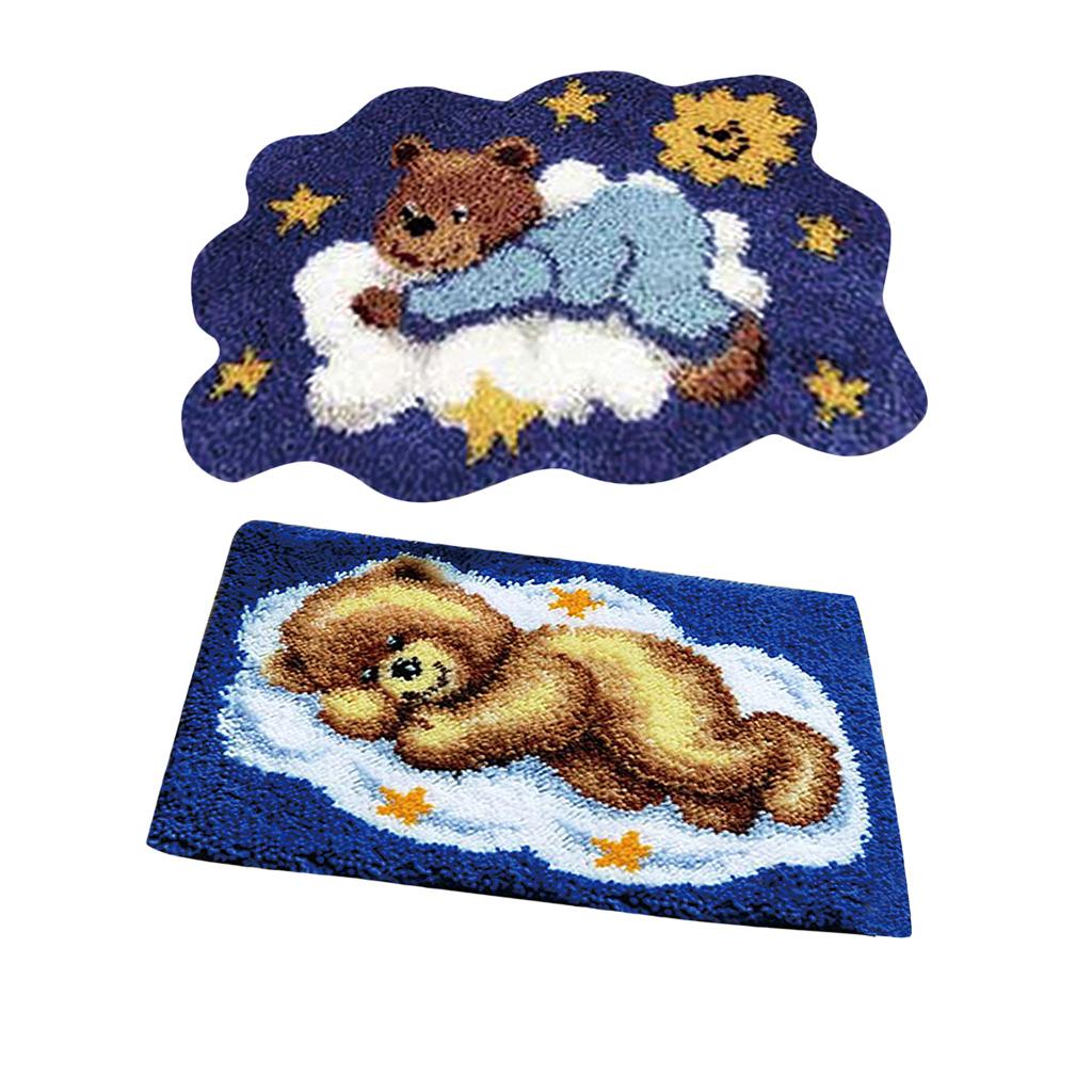 2 Set DIY Bear Latch Hook Kit with Basic Tool and Instruction for Rug Making