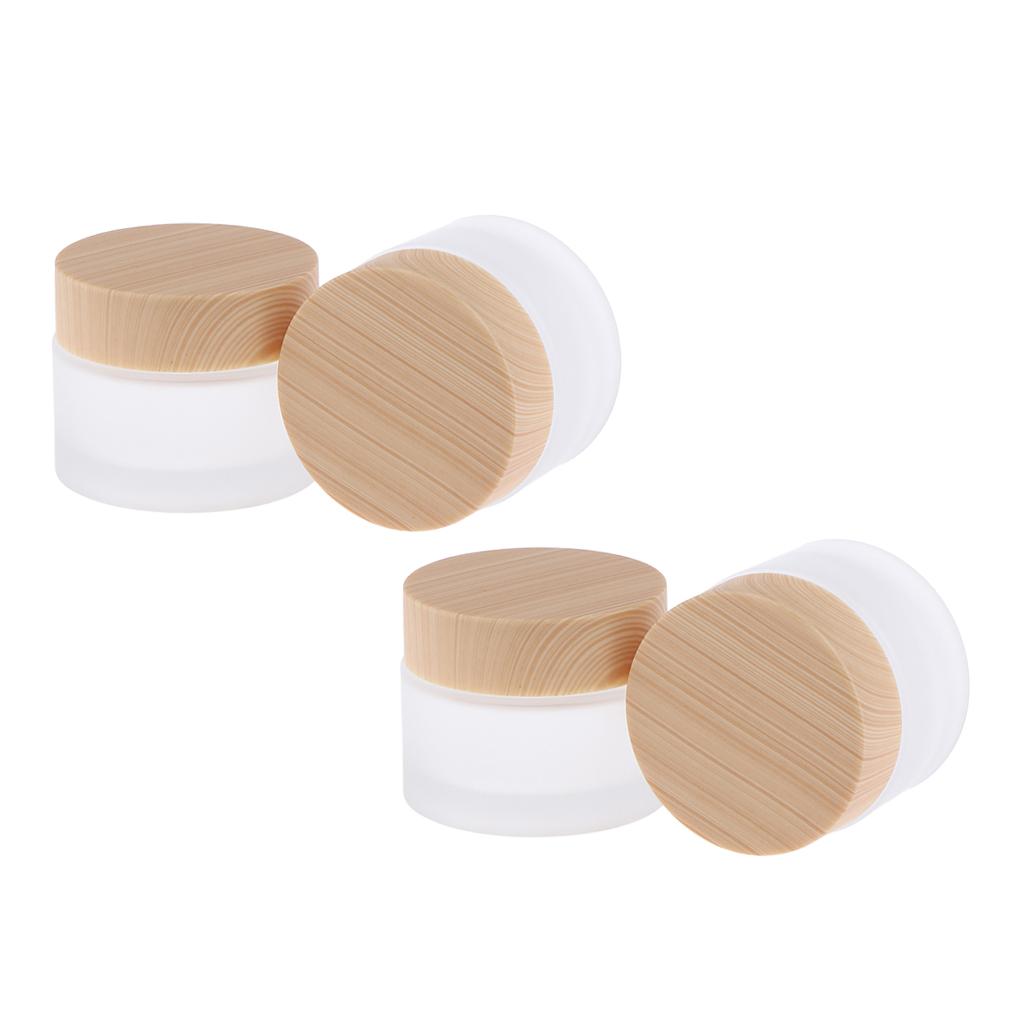4x Face Cream Glass Bottles Makeup Lotion Scrubs Ointment Sample Jars Travel