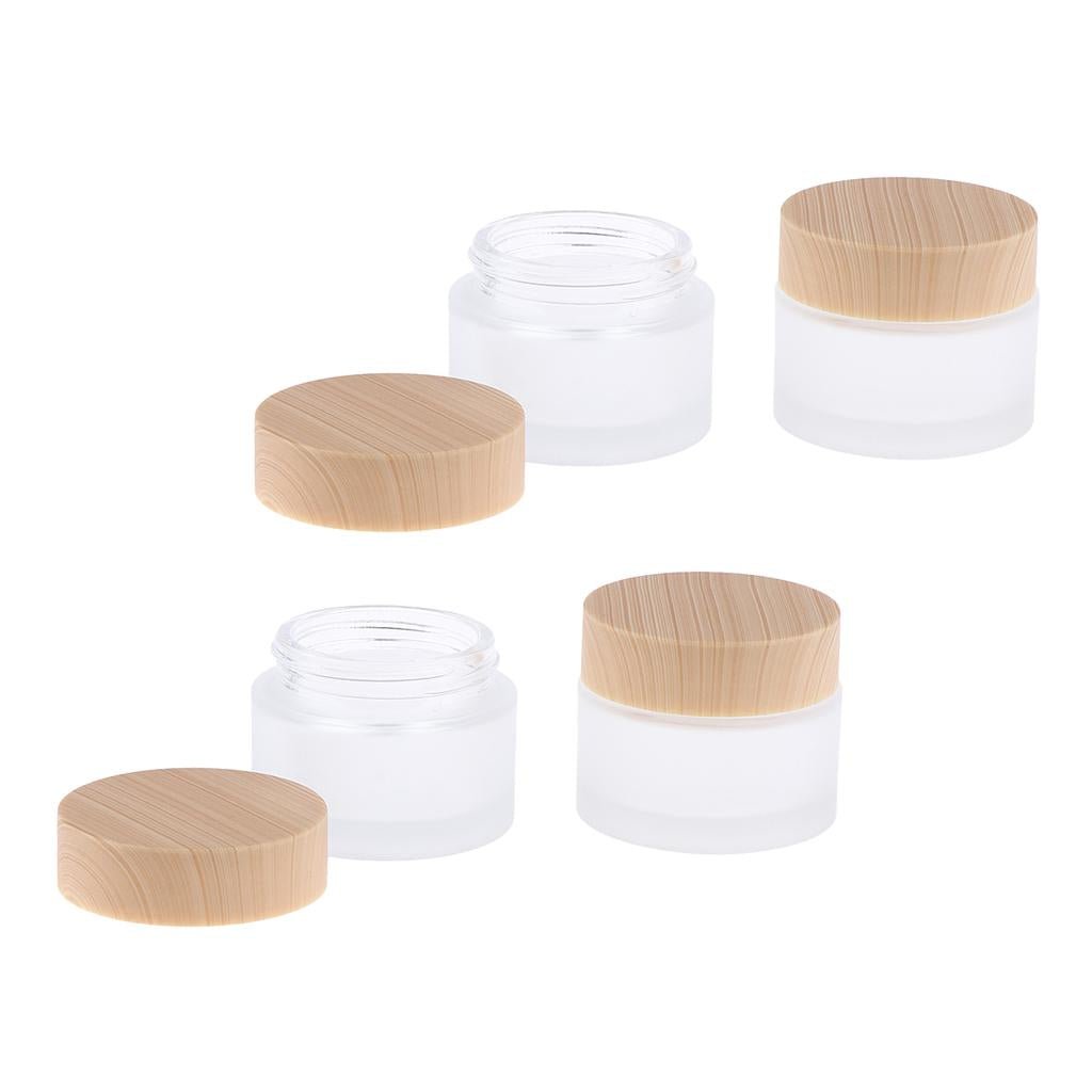 4x Face Cream Glass Bottles Makeup Lotion Scrubs Ointment Sample Jars Travel