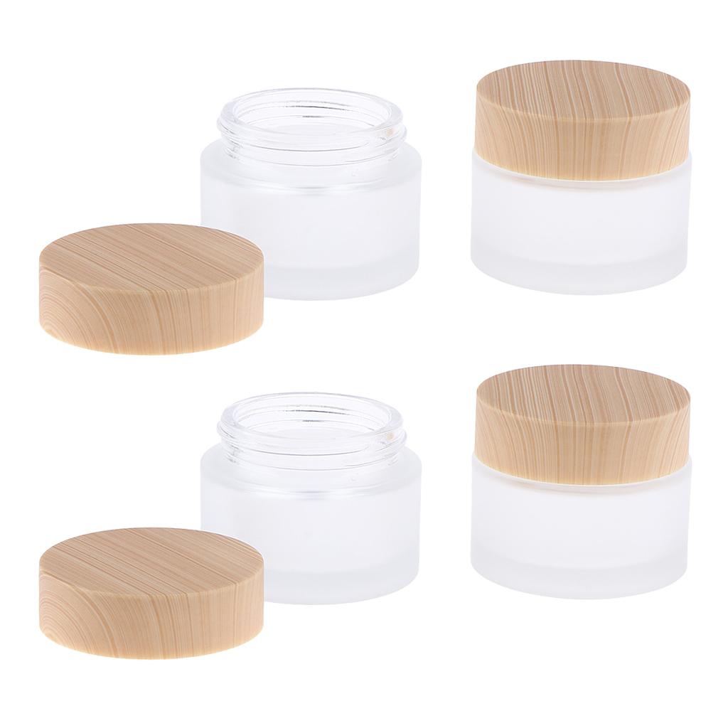 4x Face Cream Glass Bottles Makeup Lotion Scrubs Ointment Sample Jars Travel