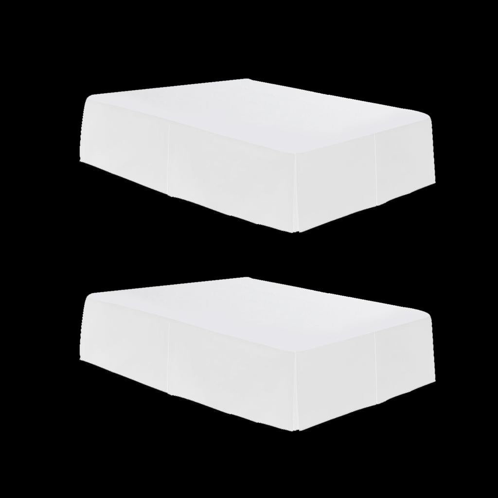 2xSolid Color Hotel Pleated Bed Skirt Wrinkle & Fade Resistant White_Queen