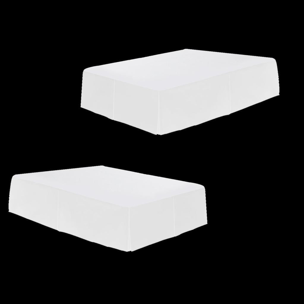 2xSolid Color Hotel Pleated Bed Skirt Wrinkle & Fade Resistant White_Queen