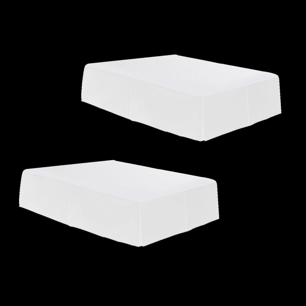 2xSolid Color Hotel Pleated Bed Skirt Wrinkle & Fade Resistant White_Queen