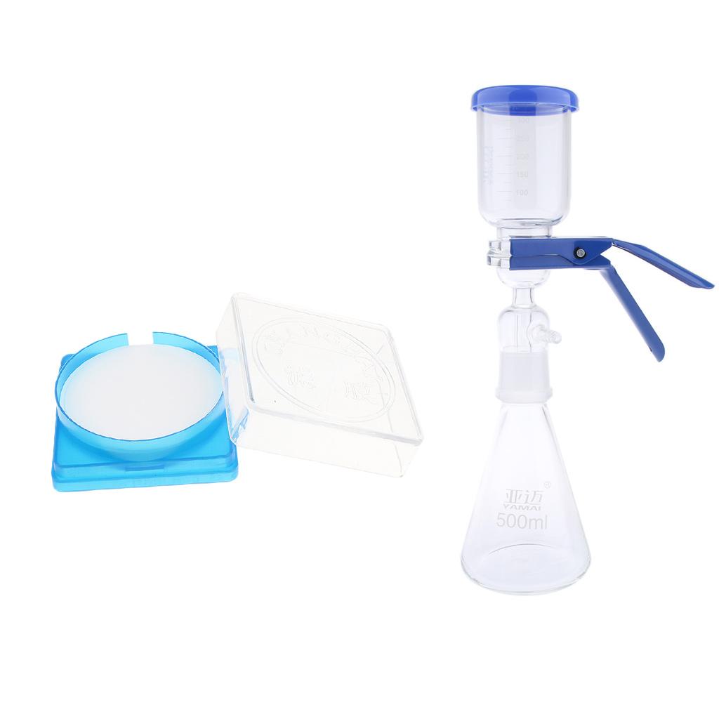500ml Filtration Apparatus Vacuum Unit + 50pcs Water Filter Membranes 0.22um