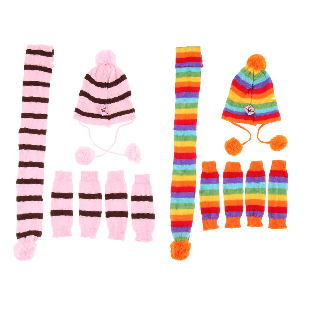 2 Set Small Dog Hat+Scarf+Socks Pet Puppy Cute Keep Warm M