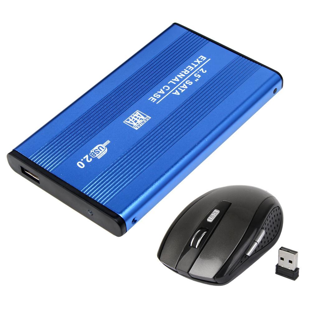 2.4GHz 1600dpi Wireless Mouse+USB2.0 SATA External 2.5 Hard Drive Enclosure"