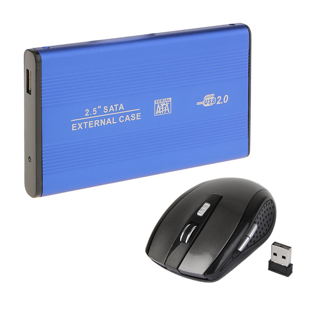 2.4GHz 1600dpi Wireless Mouse+USB2.0 SATA External 2.5 Hard Drive Enclosure"