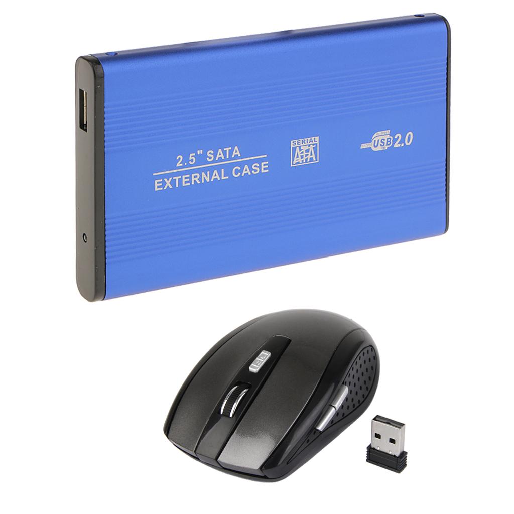 2.4GHz 1600dpi Wireless Mouse+USB2.0 SATA External 2.5 Hard Drive Enclosure"