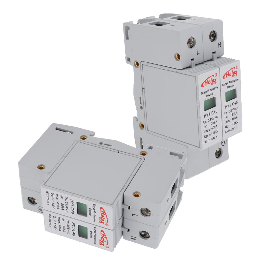 2x AC 220V 2P 20KA-40KA SPD Home Surge Protector Devices Arrester