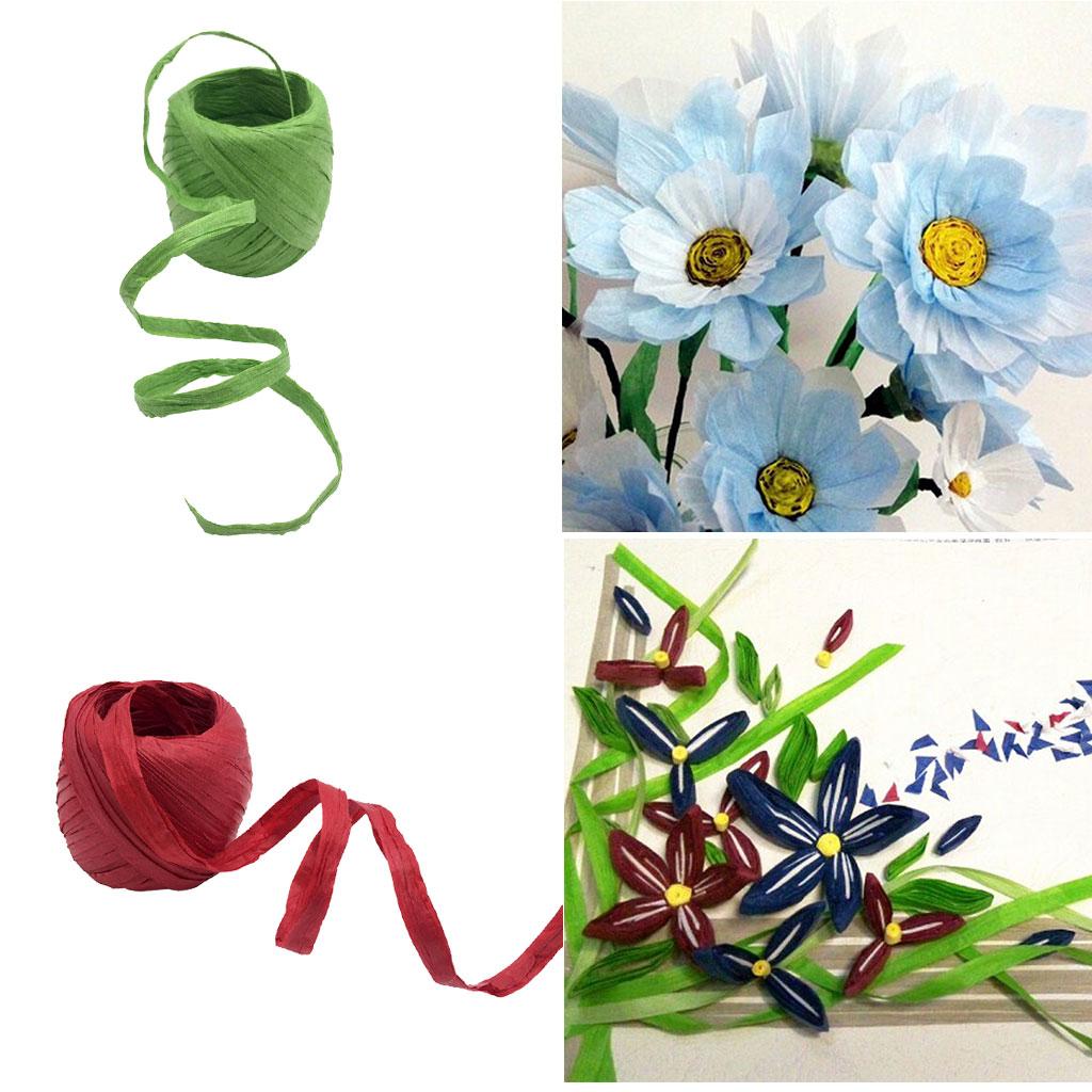 2 Rolls Raffia Paper Ribbon Gift Package String Scrapbooking green red 40m