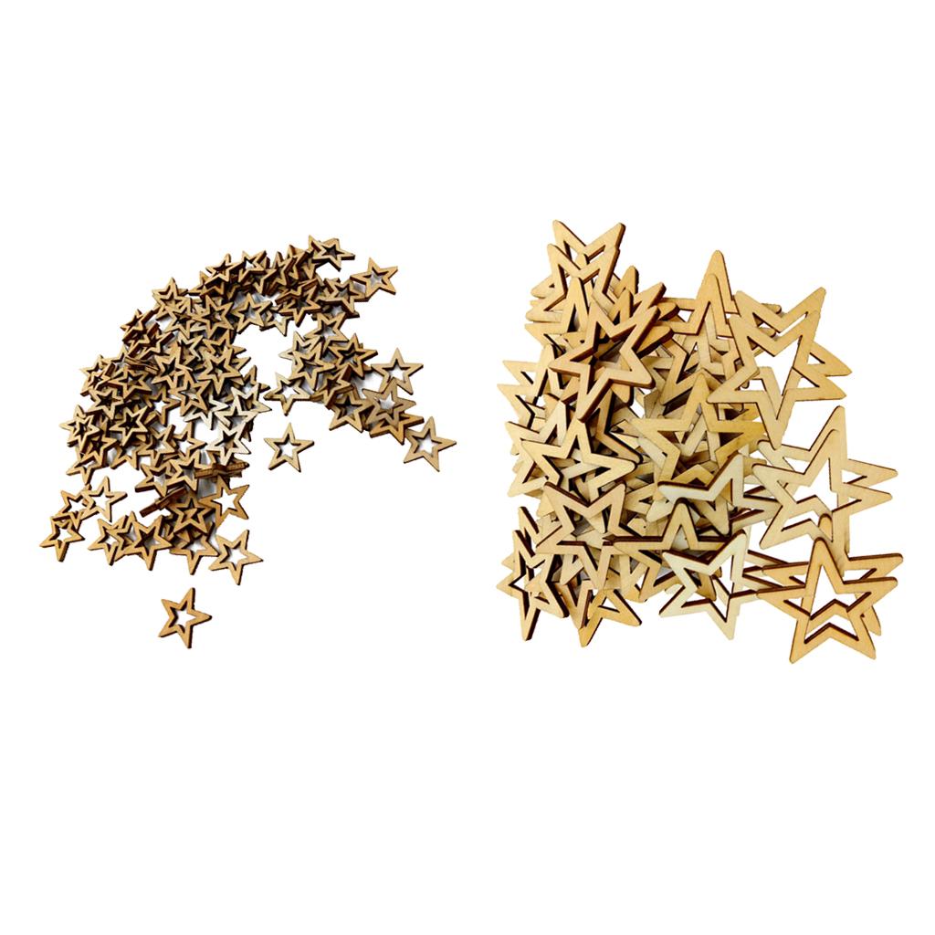 150 Pieces Unfinished Hollow Star Shape Wooden Embellishments 20mm