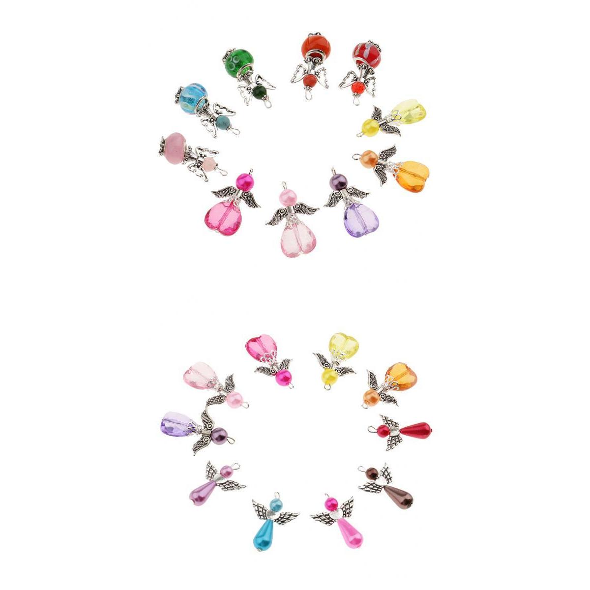 20 Pieces Mixed Silver Angel Wing Beads Charms Pendant DIY Jewelry Findings